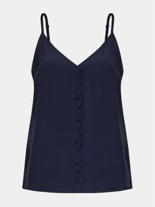 NAF NAF Top Ilina C1 YHNC26 Granatowy Regular Fit. Niebieskie topy NAF NAF, bez wzorów, z wiskozy, bez kołnierzyka, bez ramiączek. Za 149,99 zł.