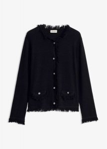 Kardigan z przędzy boucle. Czarne kardigany bonprix. Za 179,99 zł.