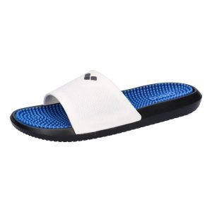 Klapki na basen Arena Marco X Grip Hook z wkładką masującą. Białe klapki Arena, bez wzorów, bez obcasa. Za 99,00 zł.