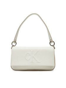 Calvin Klein Torebka Sculpted Flap Shoulder Pouch LV04K3148G Biały. Białe torebki klasyczne Calvin Klein, bez wzorów, ze skóry, bez dodatków. Za 309,99 zł.