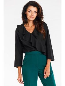 Awama Bluzka w kolorze czarnym rozmiar: XL. Czarne bluzki Awama, xl, bez wzorów, bez kołnierzyka, bez ramiączek. Za 127,95 zł.