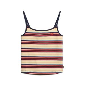 Damski tank top Superdry. Czerwone topy Superdry, bez wzorów, bez kołnierzyka, bez ramiączek. W wyprzedaży za 103,40 zł.