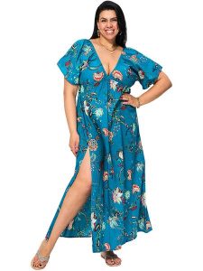 Aller Simplement Sukienka w kolorze niebieskim rozmiar: 46/48. Niebieskie sukienki Aller Simplement, bez wzorów, z bawełny, bez kołnierzyka, bez ramiączek, maxi. Za 128,55 zł.