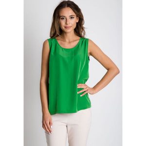 Zielony top na szerokich ramiączkach BIALCON. Zielone topy marki BIALCON, z tkaniny, eleganckie, na ramiączkach. W wyprzedaży za 69,00 zł.