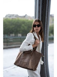 Maison héritage PARIS Skórzany shopper bag "Malta" w kolorze jasnobrązowym - 52 x 31 cm rozmiar: onesize. Brązowe shopper bag Maison héritage PARIS, bez wzorów, z materiału, na ramię, bez dodatków. Za 426,99 zł.