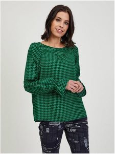 Orsay Bluzka w kolorze zielonym rozmiar: 40. Zielone bluzki Orsay, bez wzorów, bez kołnierzyka, bez ramiączek. Za 45,95 zł.