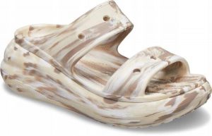 Klapki Dla Dorosłych Crocs Classic Crush Marbled Sandal. Brązowe klapki Crocs, bez wzorów, z materiału, bez obcasa. Za 129,99 zł.