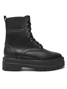 Tommy Hilfiger Trapery FW0FW08440 Czarny. Czarne buty zimowe TOMMY HILFIGER, ze skóry, bez obcasa, bez zapięcia. Za 479,99 zł.