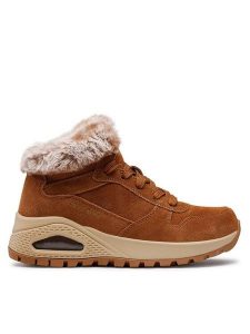 Skechers Botki Uno Wintriness 167433/CSNT Brązowy. Brązowe botki Skechers, bez wzorów, ze skóry, bez obcasa, na płaskiej podeszwie, bez zapięcia. Za 379,99 zł.