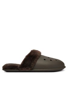 Crocs Kapcie Classic Fuzz Scuff 212143 Brązowy. Brązowe kapcie Crocs, bez wzorów, z tworzywa sztucznego. Za 199,99 zł.