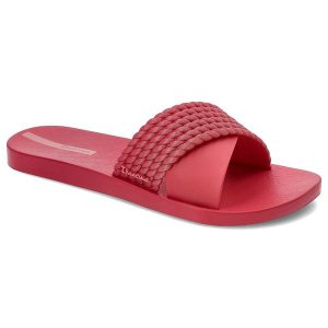 Czerwone Klapki Ipanema Modne Wodoodporne Obuwie Damskie. Czerwone klapki Ipanema, bez wzorów, bez obcasa. Za 99,99 zł.