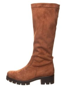 Gabor Kozaki w kolorze jasnobrązowym rozmiar: 39. Brązowe kozaki Gabor, na zimę, bez wzorów, bez obcasa, bez zapięcia. Za 242,13 zł.