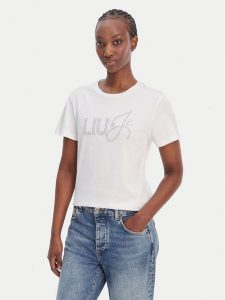 Liu Jo T-Shirt WA6491 JS923 Biały Regular Fit. Białe t-shirty Liu Jo, l, bez wzorów, z bawełny, bez kołnierzyka, bez ramiączek. Za 259,99 zł.