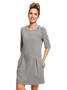 Made of emotion Sukienka w kolorze szarym rozmiar: XXL. Szare sukienki Made Of Emotion, na co dzień, xxl, bez wzorów, bez kołnierzyka, bez ramiączek, midi, proste. Za 117,73 zł.