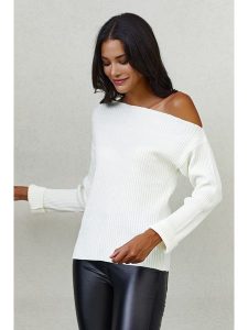 Milan Kiss Sweter w kolorze kremowym rozmiar: L. Brązowe długie swetry Milan Kiss, l, bez kołnierzyka. Za 97,05 zł.