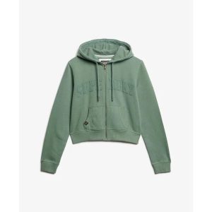 Króka bluza z kapturem zapinana na zamek dla kobiet Superdry Athletic Essentials. Zielone bluzy Superdry, bez wzorów, z kapturem. Za 327,70 zł.