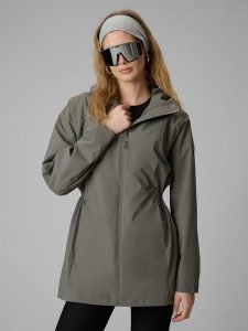 4F Parka przejściowa membrana 5000 damska - khaki L. Brązowe płaszcze 4f, l, bez wzorów, ze skóry, bez kaptura. Za 449,99 zł.