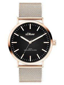 S.Oliver Zegarek kwarcowy w kolorze różowozłoto-czarnym rozmiar: onesize. Czarne, analogowe zegarki s.Oliver. Za 217,99 zł.
