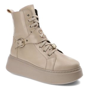 Beżowe Sneakersy Libero Obuwie Damskie Premium. Brązowe botki Libero, z materiału, przed kolano, bez obcasa, bez zapięcia. Za 409,00 zł.