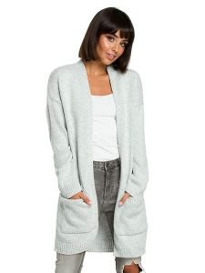 Be Wear Kardigan w kolorze jasnoszarym rozmiar: onesize. Szare długie swetry Be Wear, bez wzorów, bez ramiączek. Za 122,38 zł.
