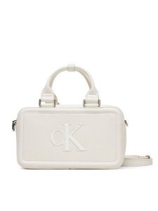 Calvin Klein Torebka Bold Ck Bauletto Crossbody LV04F3411G Biały. Białe listonoszki Calvin Klein, bez wzorów, ze skóry, bez dodatków. Za 489,99 zł.