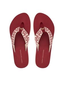 Tommy Hilfiger Japonki Corportate Sandal FW0FW09610 Czerwony. Czerwone klapki TOMMY HILFIGER, bez wzorów, z materiału, bez obcasa. Za 169,99 zł.