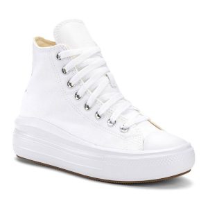 Trampki damskie Converse Chuck Taylor All Star Move Platform Hi. Białe buty sportowe Converse, bez wzorów, bez zapięcia. Za 378,10 zł.