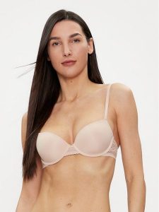 Tommy Hilfiger Biustonosz balkonetka UW0UW02420 Beżowy. Brązowe biustonosze TOMMY HILFIGER, bez wzorów, z syntetyku. Za 129,99 zł.