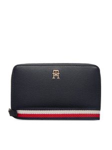 Tommy Hilfiger Portfel Th Logotape Compact Zip Around AW0AW18699 Granatowy. Niebieskie portfele TOMMY HILFIGER, bez wzorów, ze skóry. Za 269,99 zł.
