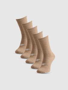 4F Skarpetki długie (5-pack) damskie - beżowe 35-38. Brązowe skarpetki 4f, bez wzorów, z bawełny. Za 69,99 zł.