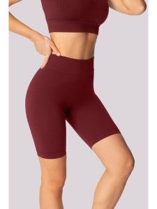 Spaio Szorty sportowe "Ribbed" w kolorze bordowym rozmiar: S/M. Czerwone spodenki sportowe Spaio, m, bez wzorów, z materiału, z podwyższonym stanem, outdoorowe. Za 126,99 zł.