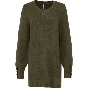 Długi sweter z guzikami. Zielone długie swetry bonprix, bez kołnierzyka. Za 114,99 zł.