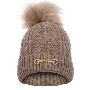 Czapka zimowa Equestrian Queen Eden 24AW damska z pomponem. Brązowe czapki EQUESTRIAN QUEEN, bez wzorów, sportowe. Za 97,99 zł.