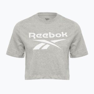 Koszulka Reebok Identity Big Logo Crop Tee. Szare bluzki REEBOK FITNESS, bez wzorów, sportowe, bez kołnierzyka, bez ramiączek. Za 59,99 zł.
