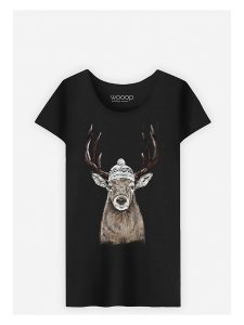 WOOOP Koszulka "Let's Go Outside" w kolorze czarnym rozmiar: M. Czarne bluzki Wooop, m, bez wzorów, z bawełny, bez kołnierzyka, bez ramiączek. Za 61,75 zł.
