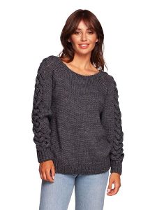 Be Wear Sweter w kolorze szarym rozmiar: S/M. Szare swetry oversize Be Wear, m, bez wzorów, z wełny, bez ramiączek. Za 216,45 zł.