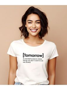 WOOOP Koszulka "Tomorrow definition" w kolorze białym rozmiar: XL. Białe bluzki Wooop, xl, bez wzorów, z bawełny, bez kołnierzyka, bez ramiączek. Za 56,99 zł.