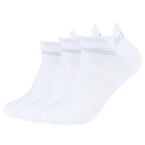 Skarpetki sportowe dla dorosłych 3PPK Bamboo Mesh Sneaker Socks. Białe skarpetki Skechers, bez wzorów, z elastanu. Za 54,99 zł.