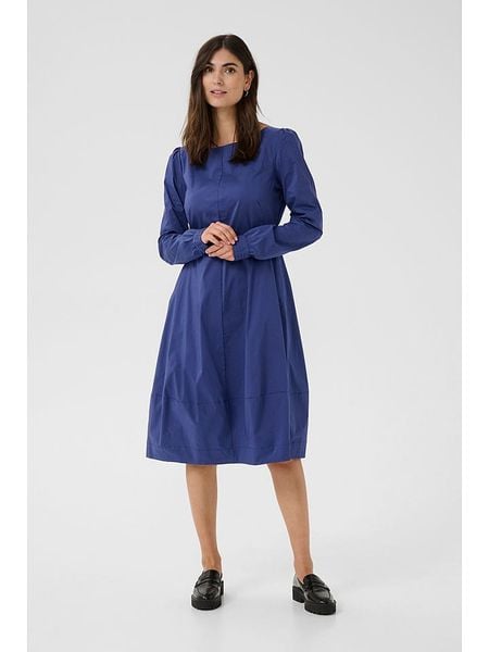 CULTURE Sukienka w kolorze granatowym rozmiar: L. Niebieskie sukienki Culture, l, bez wzorów, bez kołnierzyka, bez ramiączek, midi. Za 152,99 zł.