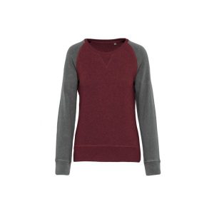 Damska bluza z okrągłym dekoltem Kariban bicolore. Czerwone bluzy KARIBAN, bez wzorów, z bawełny, bez kaptura. Za 116,50 zł.