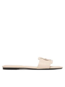 Calvin Klein Klapki Square Flat Sandal Emblem HW0HW03128 Écru. Klapki Calvin Klein, bez wzorów, ze skóry, bez obcasa. Za 409,99 zł.