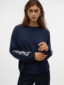 Vero Moda Bluza w kolorze granatowym rozmiar: L. Niebieskie bluzy Vero Moda, l, bez wzorów, bez kaptura. Za 96,60 zł.