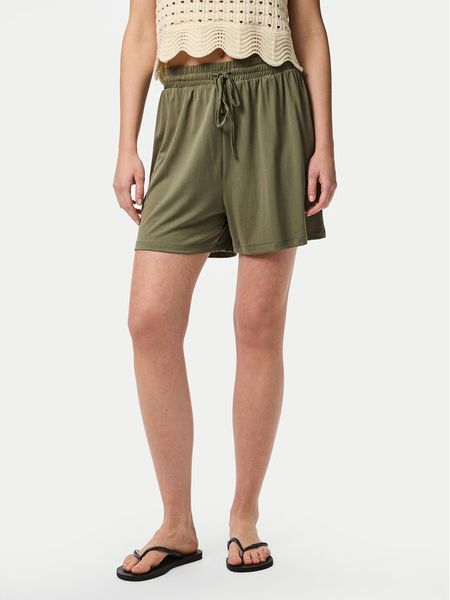 Pieces Szorty materiałowe Anora 17148783 Zielony Regular Fit. Zielone szorty Pieces, bez wzorów, z materiału. Za 99,99 zł.