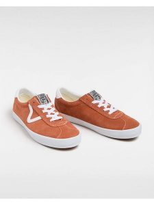Vans Skórzane sneakersy w kolorze jasnobrązowym rozmiar: 40,5. Brązowe trampki Vans, bez wzorów, bez zapięcia. Za 140,53 zł.