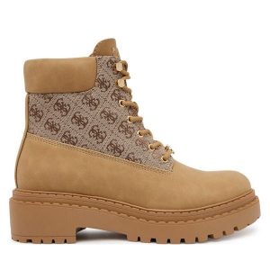 Trapery Guess. Brązowe buty zimowe Guess, bez obcasa, bez zapięcia. Za 579,99 zł.
