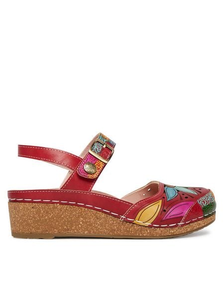 Laura Vita Sandały Facscineo 02 Czerwony. Czerwone sandały LAURA VITA, bez wzorów, ze skóry, bez obcasa, na płaskiej podeszwie, bez zapięcia. Za 429,99 zł.