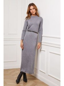 Joséfine Sukienka "Analog" w kolorze szarym rozmiar: XL. Szare sukienki Joséfine, na co dzień, xl, bez wzorów, z kaszmiru, bez kołnierzyka, bez ramiączek, maxi, proste. Za 130,99 zł.