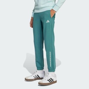 Spodnie adidas Slogan Fleece Pants. Niebieskie spodnie dresowe ADIDAS, bez wzorów, z dresówki. W wyprzedaży za 96,85 zł.
