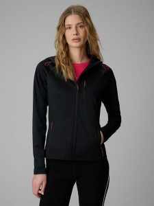 4F Kurtka softshell wiatroodporna membrana 5000 damska - czarna XXL. Czarne kurtki 4f, xxl, bez wzorów, ze skóry, bez kaptura. Za 249,99 zł.