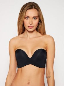 Wonderbra Biustonosz bardotka WB00032D Czarny. Czarne biustonosze Wonderbra, bez wzorów, z syntetyku. Za 199,99 zł.